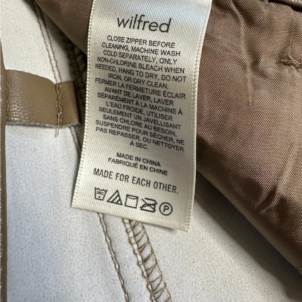 Aritzia Wilfred Melina Pants Brown 2 Straight Leg Crop High Rise Vegan Leather - Picture 5 of 6